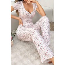 Bella Notte Çiçek Baskılı Pamuklu Kısa Kollu Pijama Takımı