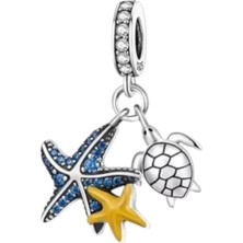Dumledo Deniz Yıldızları ve Kaplumbağa Charm | 925 Ayar Gümüş