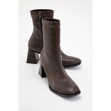 Luvi Plesa Koyu Kahverengi Kadın Kalın Topuklu Bot