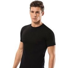 Erdem İç Giyim Erdem Siyah Penye Amerikan Yaka T-Shirt 3XL Erkekler İçin Yumuşak Dokulu Rahat Üst