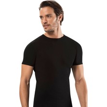 Erdem İç Giyim Erdem Siyah Kapalı Yaka T-Shirt Ribana Erkek İç Giyim Nefes Alabilir Kumaş