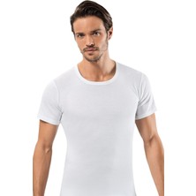 Erdem İç Giyim Erdem Ribana 0 Yaka T-Shirt 1180 Beyaz Renk Erkek İç Giyim Yazlık ve Nefes Alabilir
