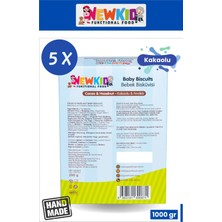 NewKid Organik Siyez Unu ve Organik Yulaflı, Tereyağlı, Kakaolu Bebek ve Çocuk Bisküvisi, 200 g X 5