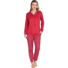 Demir Kids Anne Kız Lüx Milan Kumaş %100 Pamuklu Ekoseli Önden Düğmeli Pijama Takımı (Anne Kız Ayrı Fiyatlandırılır.)