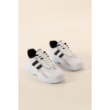 Albishoes Kadın Yüksek Taban 4 cm Yazlık Fileli Hafif Rahat Taban Sneaker Kalın Taban Spor Ayakkabı