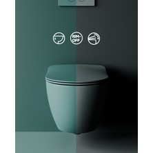 Creavit Free Kanalsız Nil Yeşili Asma Klozet FE322, Creavit Free Duck Droplast Yavaş Kapak