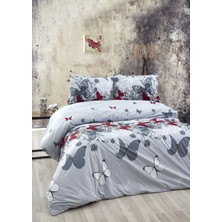 Majeste Exclusive  Pamuk Akfil Tek Kişilik Nevresim Takımı Kelebek -6248G-T