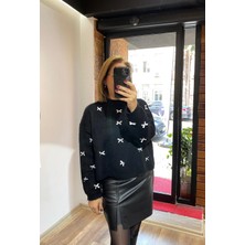 Alya NS Butik Bisiklet Yaka Fiyonk Detaylı Yumuşak Kazak