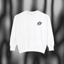 Star Yıldız Desen Unisex Nakışlı Y2K Beyaz Sweatshirt