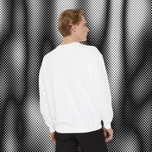 Star Yıldız Desen Unisex Nakışlı Y2K Beyaz Sweatshirt