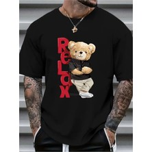 Woodroffe Erkek Relax Trend Ayı Basklı T-Shirt Yeni Sezon Oversize Salaş