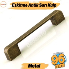 Badem10 Radus Antik Sarı Metal Kulp 96 mm -9.6 cm Mobilya Çekmece Mutfak Dolabı Dolap Kulpları