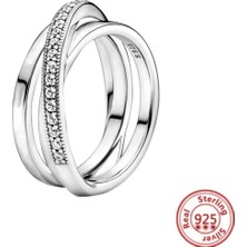 Poseidons Jewellery Gümüş Üçlü Iç Içe Geçmiş Bant Yüzük