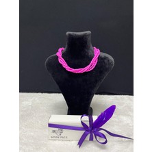 Amor Face Özel Tasarım Pembe Porselen Boncuk 4 Lü Burgu Summer Kadın Şık Kolye