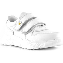 Rakerplus Hakiki Deri Beyaz Papatya Detaylı Kız Çocuk Günlük Ayakkabı