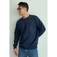Zunop Erkek Bisiklet Yaka Oversize Sweatshirt
