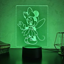 Lerad-Lazer Art Minnie Mouse Gece Lambası. 16 Renk+ Dokunmatik ve Uzaktan Kumandalı Işık. Hediye Olarak Mükemmeldir.