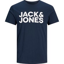 Jack & Jones O Yaka Baskılı Koyu Lacivert Erkek T-Shirt 12151955 Jjecorp Logo Tee Ss Crew N Beden: S