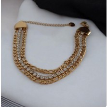 Hg.Aksesuar Kadın 3'lü Zirkon Taşlı Çelik Bileklik