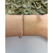 Eyla Collection Hakiki Pembe Kum Inci Bileklik -2mm