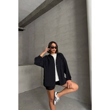 Neşeli Butik Kadın Modal Kumaş Oversize Kalıp Gömlek NBG069