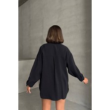 Neşeli Butik Kadın Modal Kumaş Oversize Kalıp Gömlek NBG069