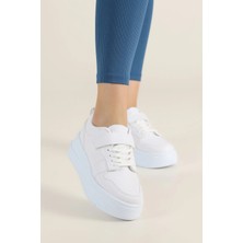 Albishoes Kadın Bantlı Kalın Taban 5 cm Hafif Rahat Taban Kadın Yüksek Taban Bantlı Spor Ayakkabı