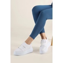 Albishoes Kadın Bantlı Kalın Taban 5 cm Hafif Rahat Taban Kadın Yüksek Taban Bantlı Spor Ayakkabı