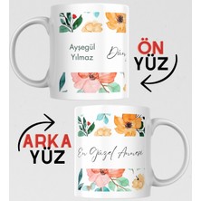 Kutup Kitap Anneye Özel Çiçek Temalı Otantik Baskılı Kupa Bardak Sıcak Çikolata Kişiye Özel Hediye Seti