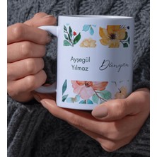 Kutup Kitap Anneye Özel Çiçek Temalı Otantik Baskılı Kupa Bardak Sıcak Çikolata Kişiye Özel Hediye Seti