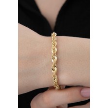 Fiyonk Kuyumculuk 14 Ayar Altın Işıltılı Burgu Zincir Bileklik 5.15 mm