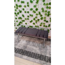 Özcan Mobilya Aksesuar Krom Metal Ayaklı Metal Kasalı Bench Mutfak Salon Antre Yatak Odası Balkon Puf Bank