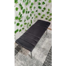 Özcan Mobilya Aksesuar Krom Metal Ayaklı Metal Kasalı Bench Mutfak Salon Antre Yatak Odası Balkon Puf Bank