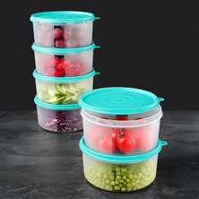 Meleni Home 6'lı Yuvarlak Gıda Saklama Kabı Seti - Organizer Düzenleyici Erzak Kabı 6X1200ML Yeşil