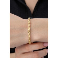 Fiyonk Kuyumculuk 14 Ayar Altın Işıltılı Burgu Zincir Bileklik 3.90 mm