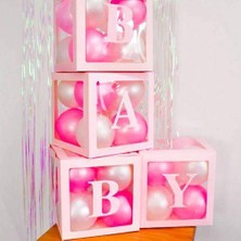 Parti Dükkanım Baby Yazılı Şeffaf Kutu Harf Beyaz 25  cm