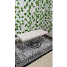 Özcan Mobilya Aksesuar Krom Metal Ayaklı Metal Kasalı Bench Mutfak Salon Antre Yatak Odası Balkon Puf Bank
