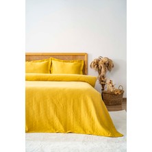 Riva İstanbul Orella Sarı Çift Kişilik Jakarlı Yatak Örtüsü Takımı 3 Parça Uyku Seti