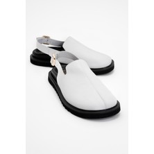 Luvi Laby Beyaz Cilt  Deri Kadın Sandalet