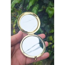 Atölye Mi İsme Özel Gold Makyaj Aynası Kapaklı Metal Cep Aynası