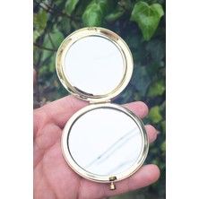Atölye Mi İsme Özel Gold Makyaj Aynası Kapaklı Metal Cep Aynası