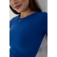 Wearflawless Kadın Bisiklet Yaka Fitilli Kısa Kol Body Crop Bluz