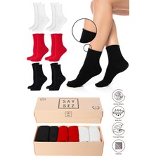 Saysez Bambu Kadın Lastiksiz Soket Dikişsiz Premium Çorap Kutulu 6'lı / Iz Bırakmaz / Sıkmaz Çorap