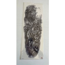 Airbrush Tattoo 1 Hafta Kalıcı 4 Adet Birden Tam Kol Bacak Kaplama 46 cm Geçici Dövme Seti