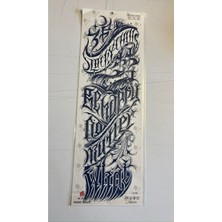 Airbrush Tattoo Gotik Yazı 3 Hafta Kalıcı 2 Adet Birden Tam Kol Bacak Geçici Dövme 46 cm