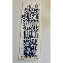 Airbrush Tattoo Gotik Yazı 3 Hafta Kalıcı 2 Adet Birden Tam Kol Bacak Geçici Dövme 46 cm