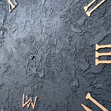 El Yapımı Italyan Boya Duvar Saati, Özel Dokulu Duvar Saati, Gold Rakamlı, 60CM, Ev ve Ofis Hediyesi