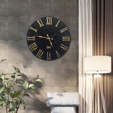 El Yapımı Italyan Boya Duvar Saati, Özel Dokulu Duvar Saati, Gold Rakamlı, 60CM, Ev ve Ofis Hediyesi