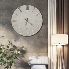 El Yapımı Italyan Boya Duvar Saati, Özel Dokulu Duvar Saati, Gold Rakamlı, 60CM, Ev ve Ofis Hediyesi