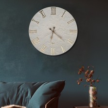 El Yapımı Italyan Boya Duvar Saati, Özel Dokulu Duvar Saati, Gold Rakamlı, 60CM, Ev ve Ofis Hediyesi